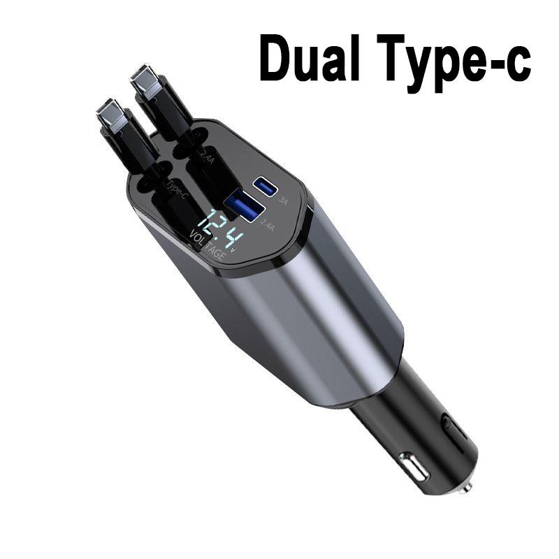 120W Universal Car Charger Super Fast Charging Retractable 4 in 1 Splitter Adapter Cigarette Lighter for Apple 15 Huawei Xiaomi