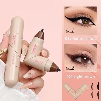 Rotierender geflügelter Eyeliner-Stempelstift, Dual-Head-Design für präzisen Cat-Eye- und geflügelten Eyeliner, wasserfeste, wischfeste Formel, schnell trocknendes Make-up
