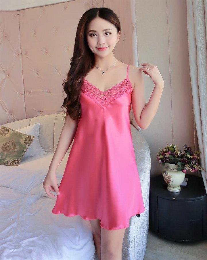Girls' Adjustable Lace Satin Slip Nightgown: Cute & Sexy Mesh Design
