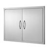 BBQ Access Door, 889x610 Mm Double Outdoor Kitchen Door, Stainless Steel Flush Mount Door, Wall Vertical Door with Handles, for BBQ Island, Grilling