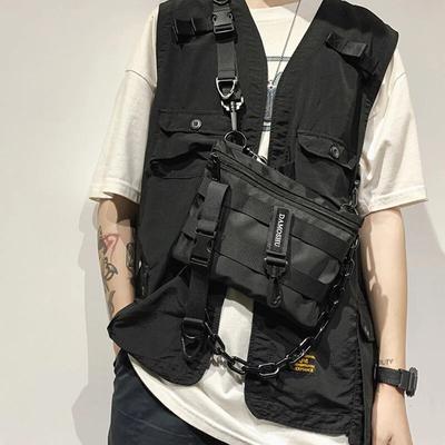 Funkcjonalna taktyczna torba na klatkę piersiową na modę unisex Bullet kamizelka hiphopowa Streetwear torba saszetka biodrowa kobieta czarna dzika torba na klatkę piersiową