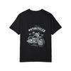 White T-Shirt with Motorcycle Graphic and Text for Casual Wear