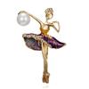 Rinhoo New Fashion Temperament Dance Girl Ballet Girls Cartoon Shining Crystal Brooches Women Collar Pins Bride Wedding Jewelry