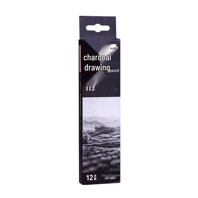 

China 112 Charcoal Drawing Set: Soft, Medium, Hard Sketching Sticks and Deep Black Wooden Pencils HB