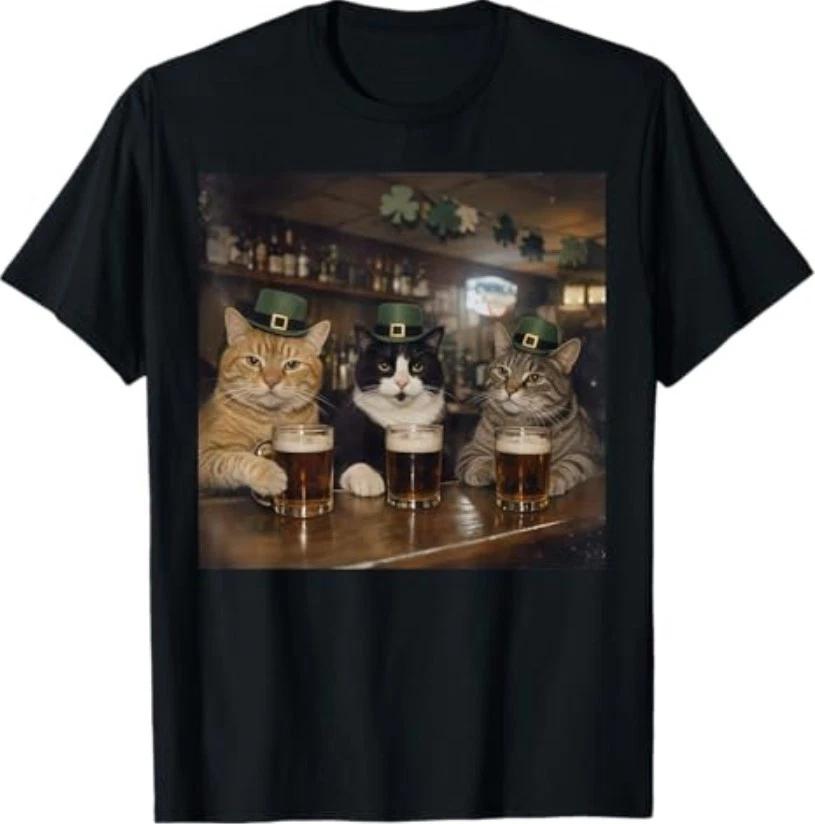 Funny Cat St Patricks Day Design T-Shirt XL