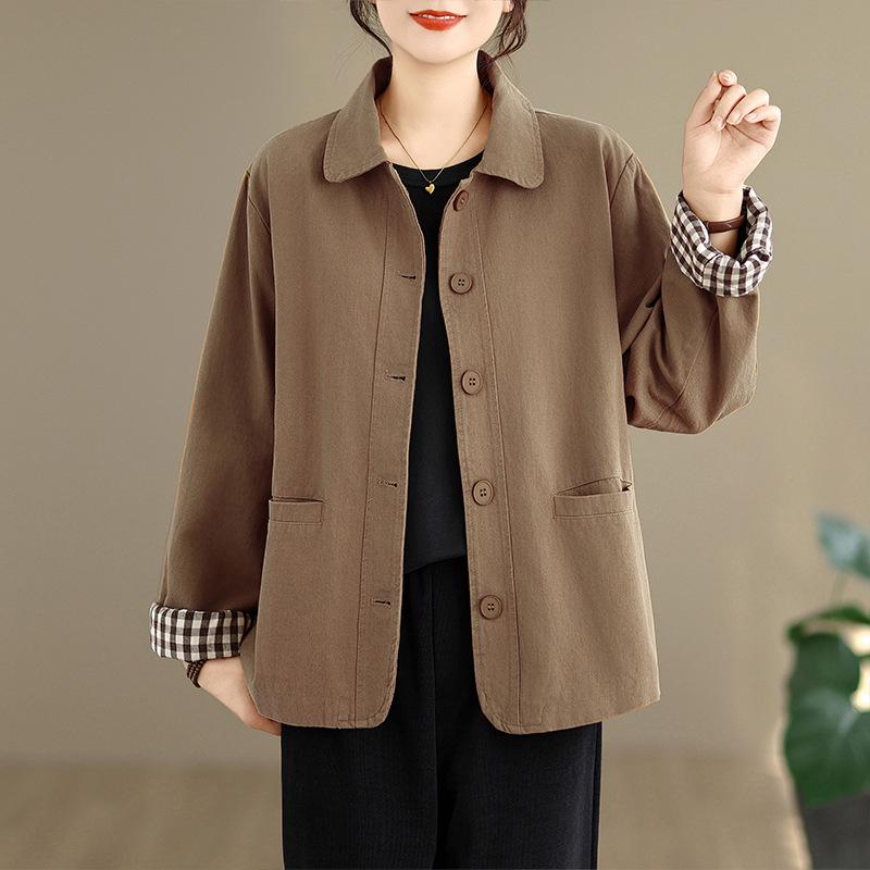 

Plus Size Spring/Autumn Loose Casual Jacket for Middle-Aged Women XL дубильная кора