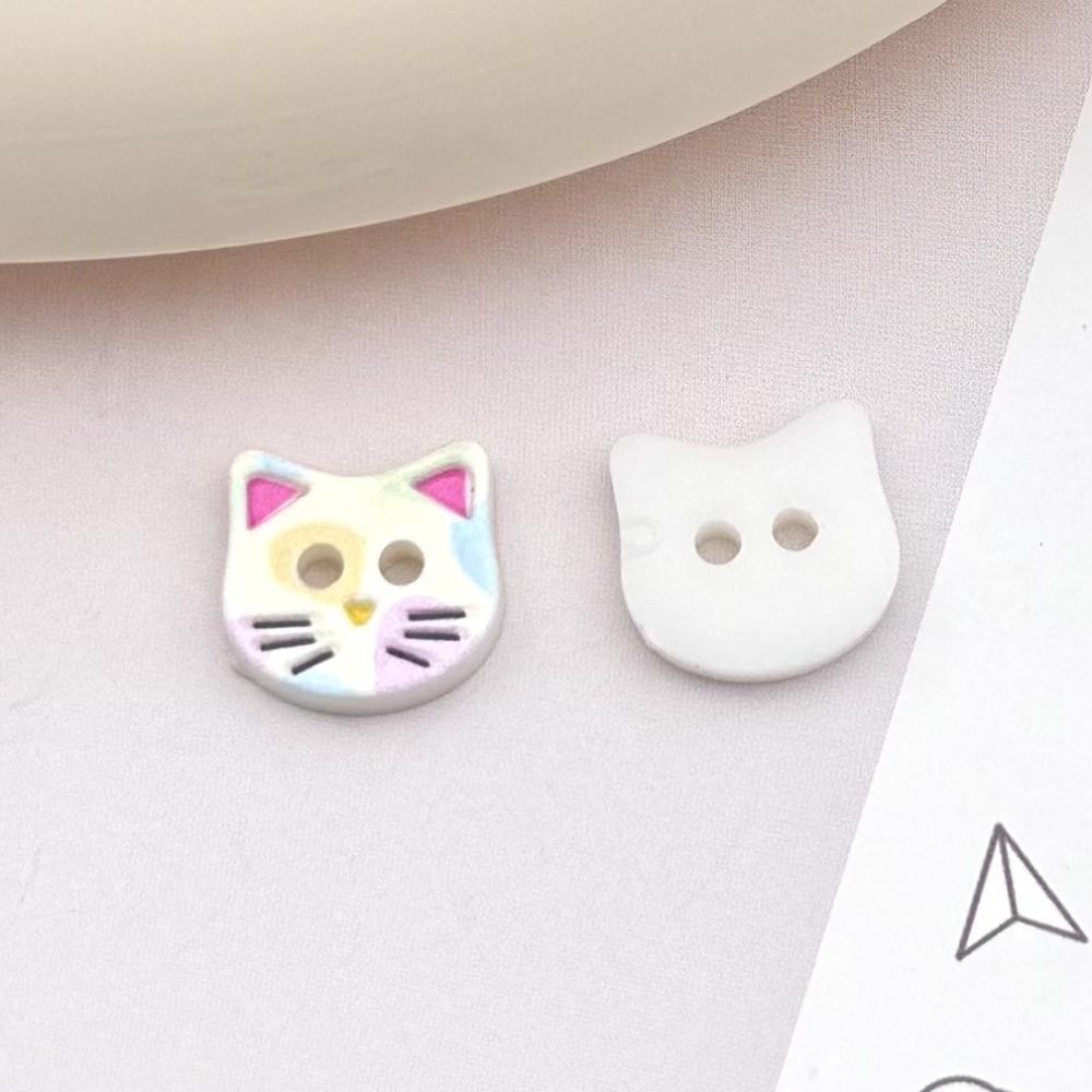 40pcs Creative Kitty Buttons 12mm Kitten Head Buttons Mini Calico Cat Buttons Clothing Coat