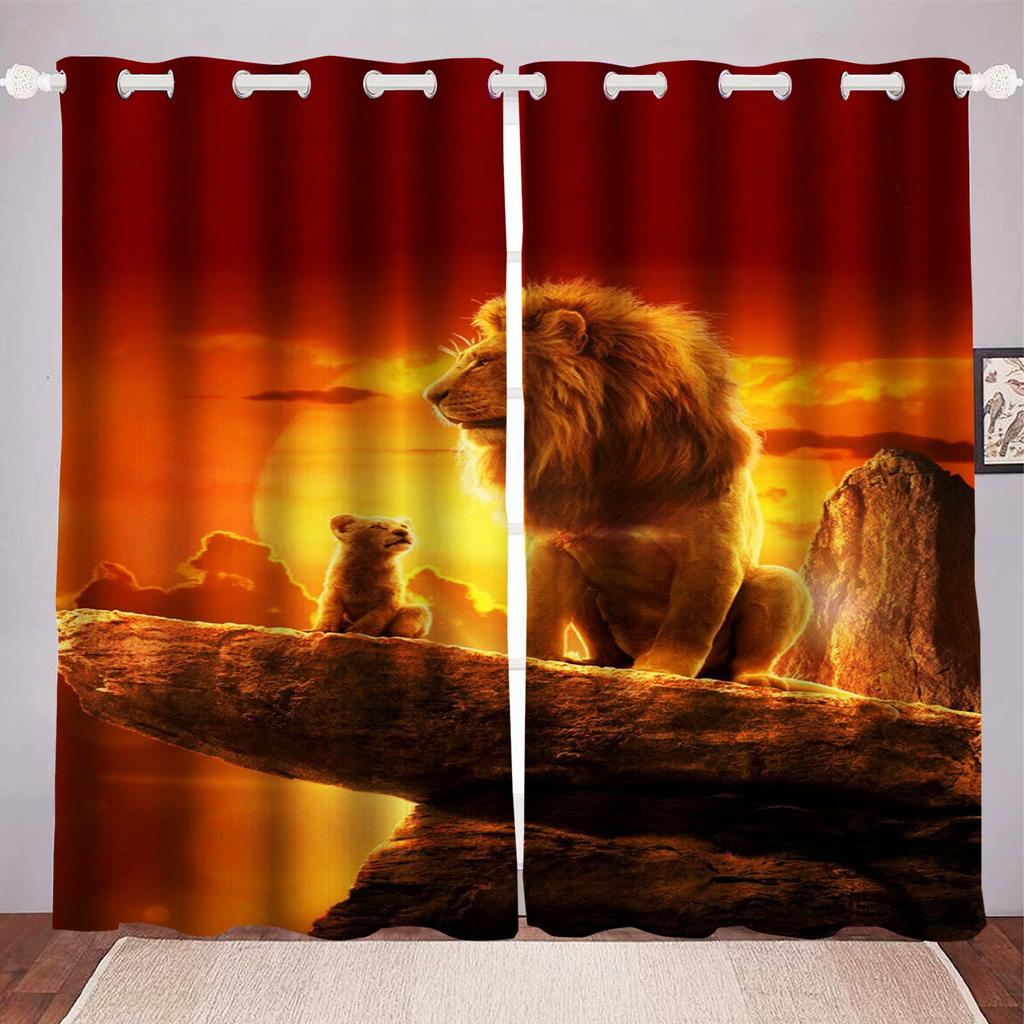 Lion King Dustproof 100% Polyester Blackout Curtains Curtains For Living Room Bedroom Drapes Home Decor