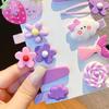 14pcs Set Hairpin Cute Colorful Princess Flower Fruit Cartoon Pattern Children Hair Clip For Girls Purple