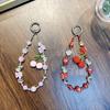 Cherry Beaded Mobile Phone Chain Crystal Bow Key Bag Lanyard Pearl Mobile Phone Lanyard