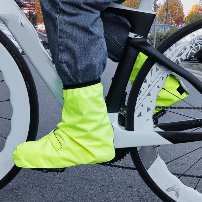 High Top Waterproof Cycling Shoe Cover With Elastic Cuff For Easy On Off Reflective Safety Features For Night Riding