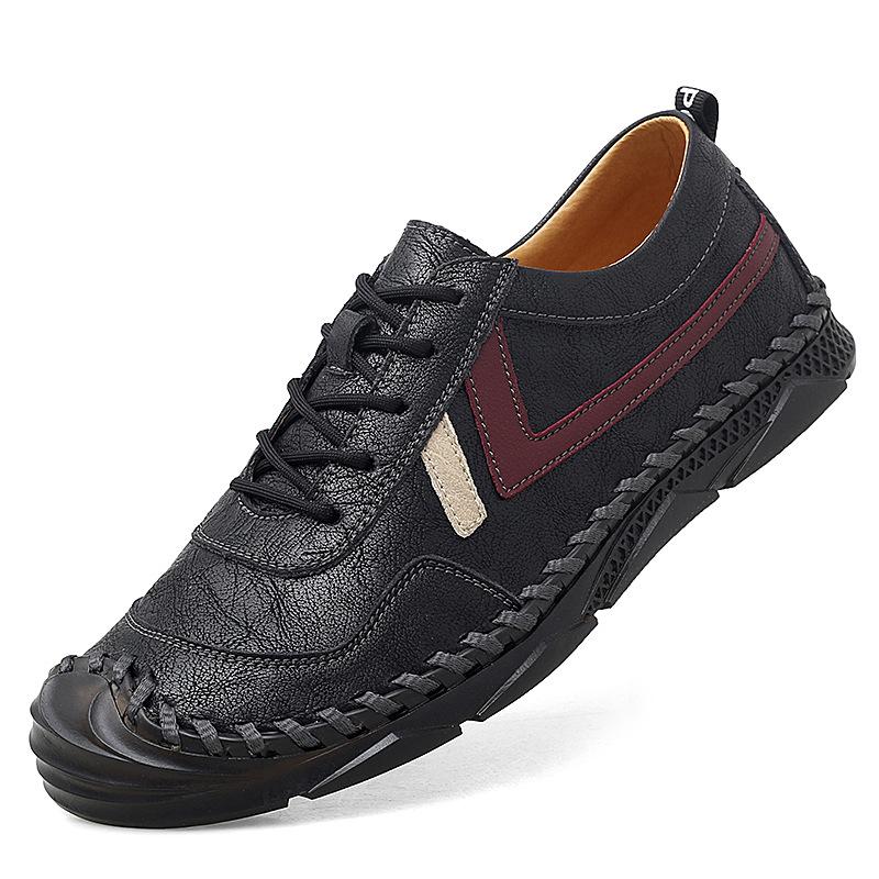 

Весенние и осенние туфли из кожи для отдыха, мужские кожаные туфли с мягкой подошвой, дышащие, универсальные, на шнуровке, мужские молодежные туфли больших размеров, повседневные туфли Tide 47