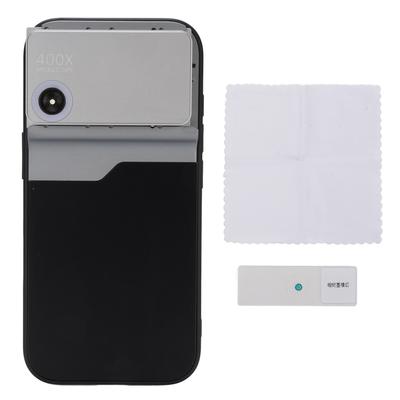 400X Phone Microscope with LED Light Aluminum TPU HD Cell Phone Pocket Microscope Attachment for 16