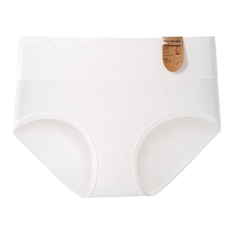 A-Class Women s High-Waisted Antibacterial Pure Cotton Underwear: Soft, Solid Color, Tummy Control, Triangle Design Extra Large