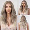 ALAN EATON Synthetic Front Lace Wig Long Wavy Wigs Ombre Grey To Blonde Daily for Women High Density Heat Resistant Hair