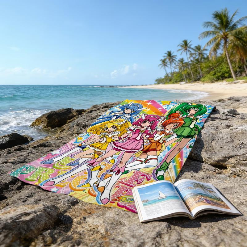 1pc Pretty Cure1 Beach Towel, Beach and Seaside Swimming Pool Equipment, Fashion Pattern, Rectangular, Travel Essentials