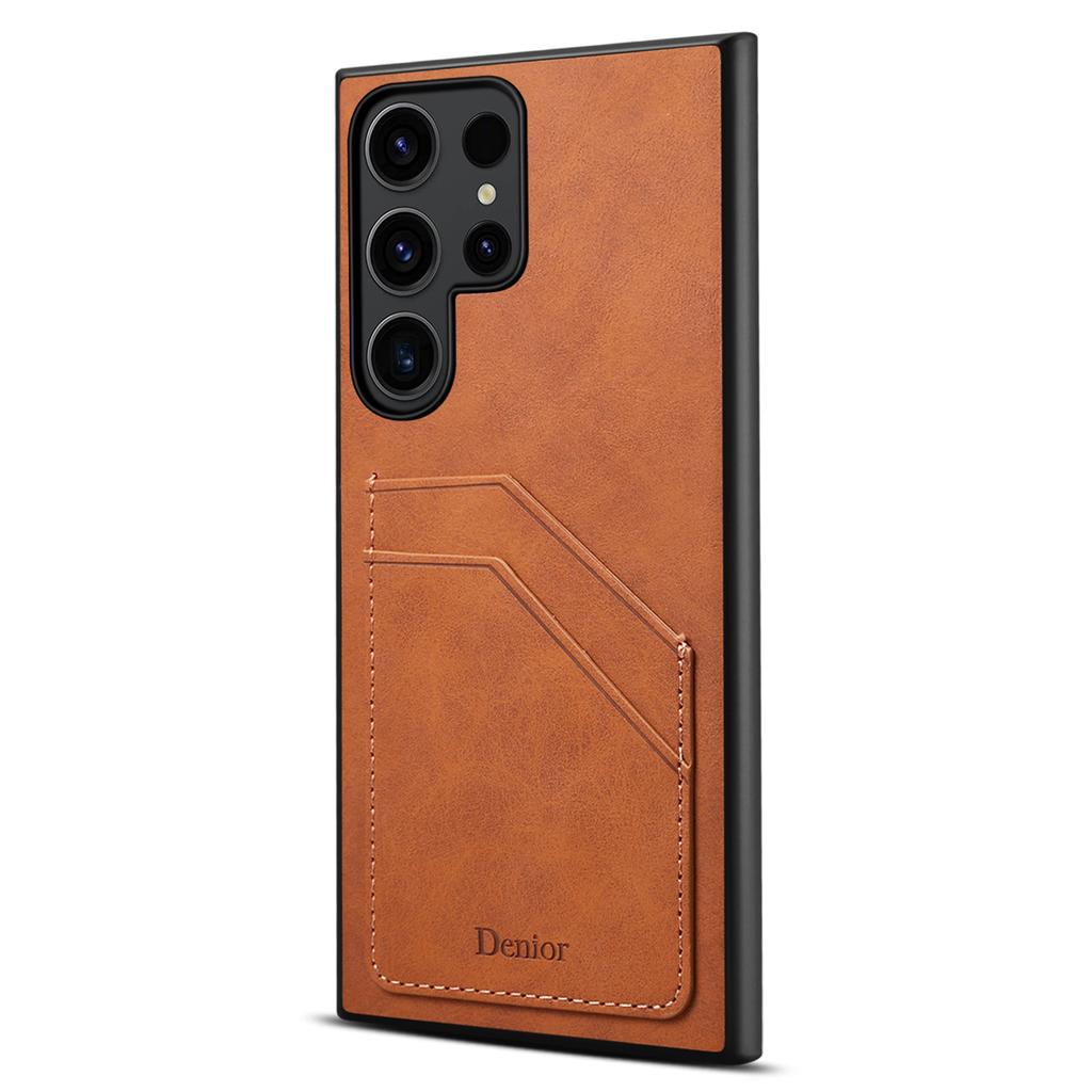 DENIOR For Samsung Galaxy S24 Ultra Case Retro Style 2 Card Holders Phone Back Cover