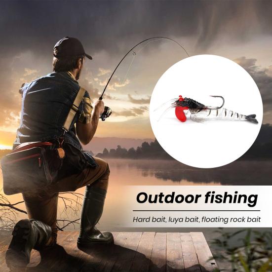 Shrimp Bait Realistic Looking Bright Color Flexible Highly Simulated with Sharp Hook Easy Penetration Multi-Section Shrimp Bait Luminous