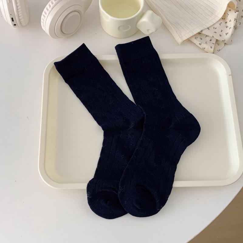 

Женские носки с милым бантом в стиле Лолиты, милые девушки, кавайные, средние носки, ажурные сетчатые, дышащие, однотонные, длинные носки