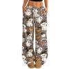 Women's Casual Halloween Print Loose Wide Leg Pants with Elastic Waist and Drawstring