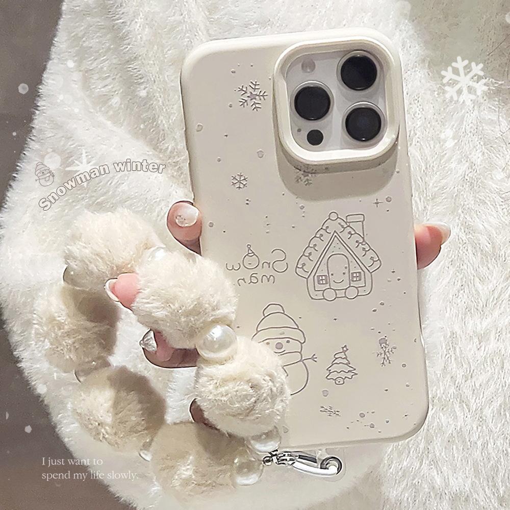 Cartoon Winter Snowman Case for iPhone 16 iPhone 16 Pro Max