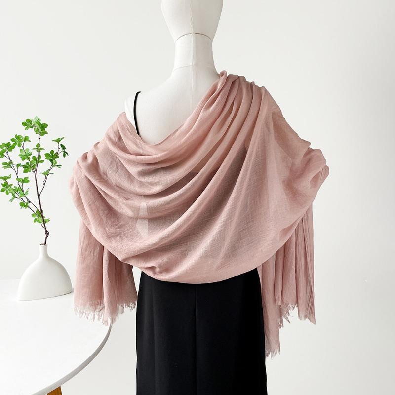 Summer Versatile Cotton and Linen Scarf Shawl Lengthened Solid Color Yarn Shawl Sunscreen Shawl Simple Scarf Silk Scarf Women