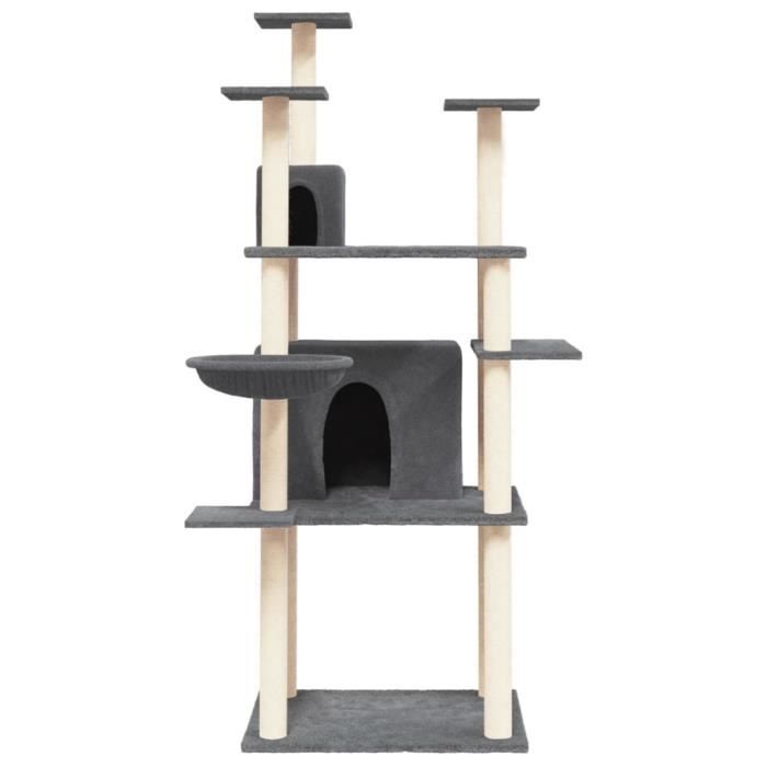 VidaXL Cat Tree with Sisal Scratching Posts Dark Grey 166 Cm 171725