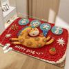 Cute Horse Pattern New Year Door Mat Festive Red Non-slip Door Carpet Water Absorption Foot Mat Home Decorations
