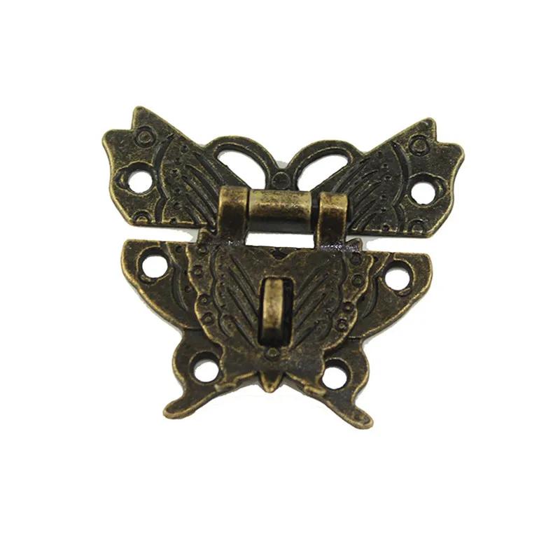 10PC Antique Alloy Butterfly Buckle Hasp Hasp Wooden Wine Box With Lock Buckle Padlock Hardware,Home Improvement,50*53mm
