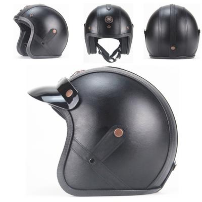 3/4 Open Face Motorcycle Helmets Breathable Sun Visor Quick Release Buckle Adjustable Strap Retro Vintage Helmet