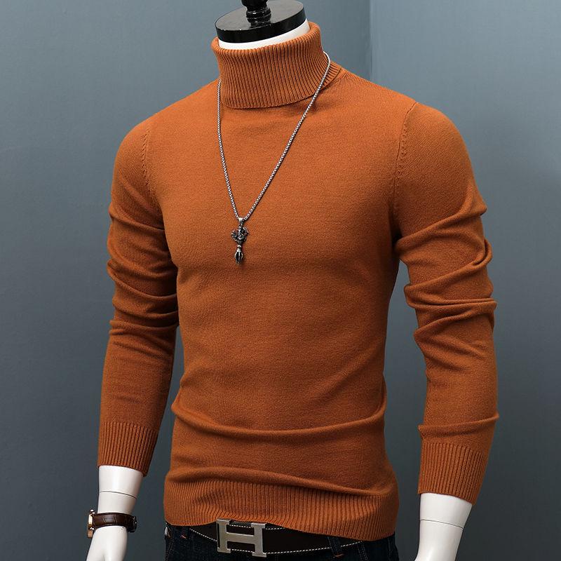 Men's Korean Style Turtleneck Knitted Sweater: Autumn/Winter Thick, Trendy, Plus Size Loose Pullover.