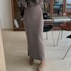 New Arrivals Open Run Knit Skirt Side Slit Tight Fit Glam Hip Emphasizing Wool