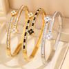 Fashion explosion Titanium steel  Personality high sense Girls lucky grass flower versatile ing full diamond 