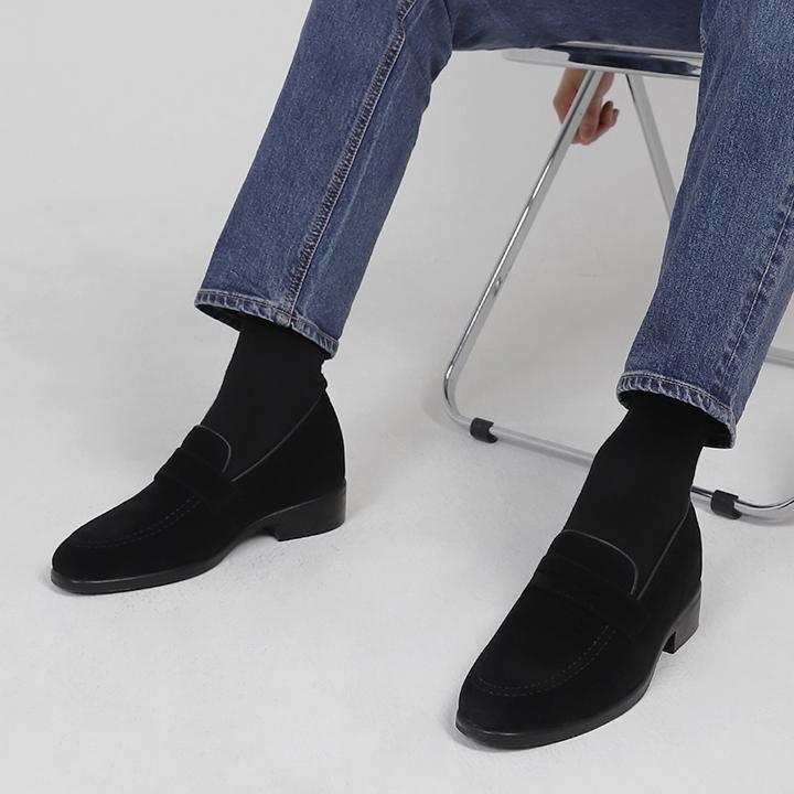 Pascologen MS2105-BK Brandon semišové penny mokasíny U-tip černé [250~280mm]-MS2105-BK