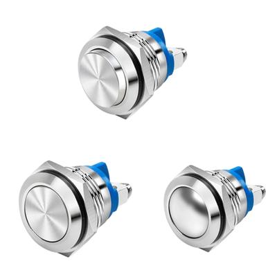 8Pcs 16mm Waterproof Momentary Metal Push Button Horn Switches Car Engine Doorbell Power Switches Round Screw Terminals
