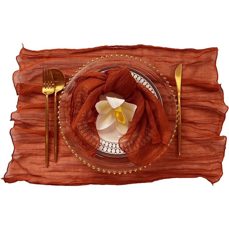 50X50Cm Wedding Party Placemat Crinkle Fabric Napkin Pleated Napkin Table Decoration