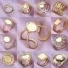 6pcs/lot Gold Plated Stainless Steel Base Rings Settings DIY Blank Knuckle Rings for Women Jewelry Charms Never Fade Wholesale