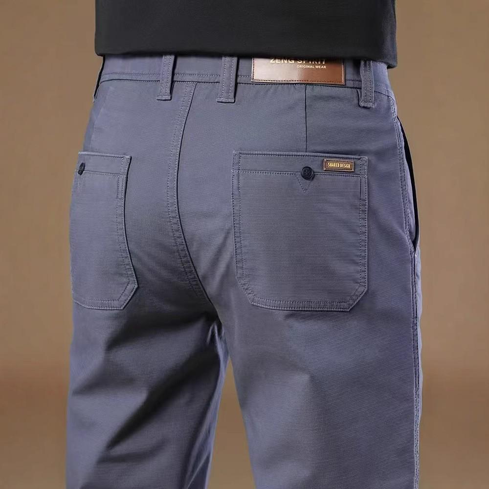 Herren 2025 Neue Herbst Slim Graue Freizeithose - High-End, Business Straight Fit, Plus Samt und Verdickt