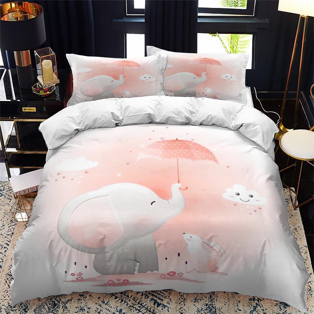 Comforter Animal Elephant Cartoon Kids Queen King Twin Size Bedding Set Wildlife Comforter 2/3Pcs Polyester