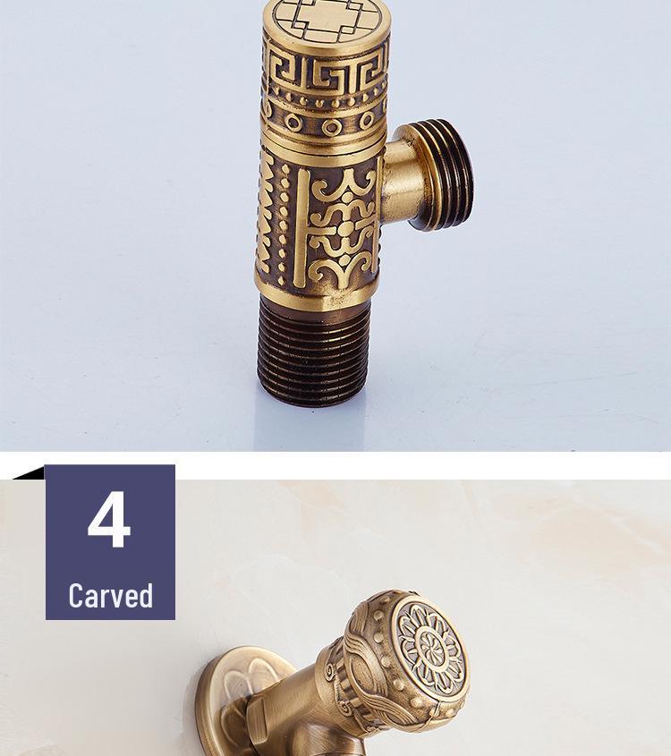 Antikes Messing Geschnitzt Retro Verdickt Schwarz Explosionsgeschützt Heiß/Kalt Eckventil