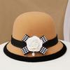 Hat Women's Autumn and Winter Wool British Thermal Basin Hat Foreign Style Short Brim Show Small Face Foldable Bucket Hat Tide