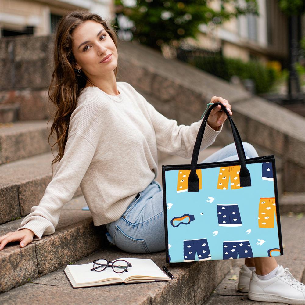 Cute Beach Print Tote Bag Casual Large Capacity Daily Shopping Shoulder Handbag for Women
