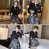 2025 A/W Women's Chinese Style Black Pleated Horse Face Skirt, Guofeng Petite Half Skirt, Anti-Exposure, Short Design