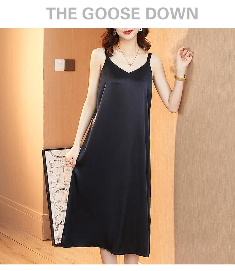 Women's Plus Size V-Neck Silk Satin Lace Camisole Dress – Sleeveless, Loose Fit for Spring & Summer Wear