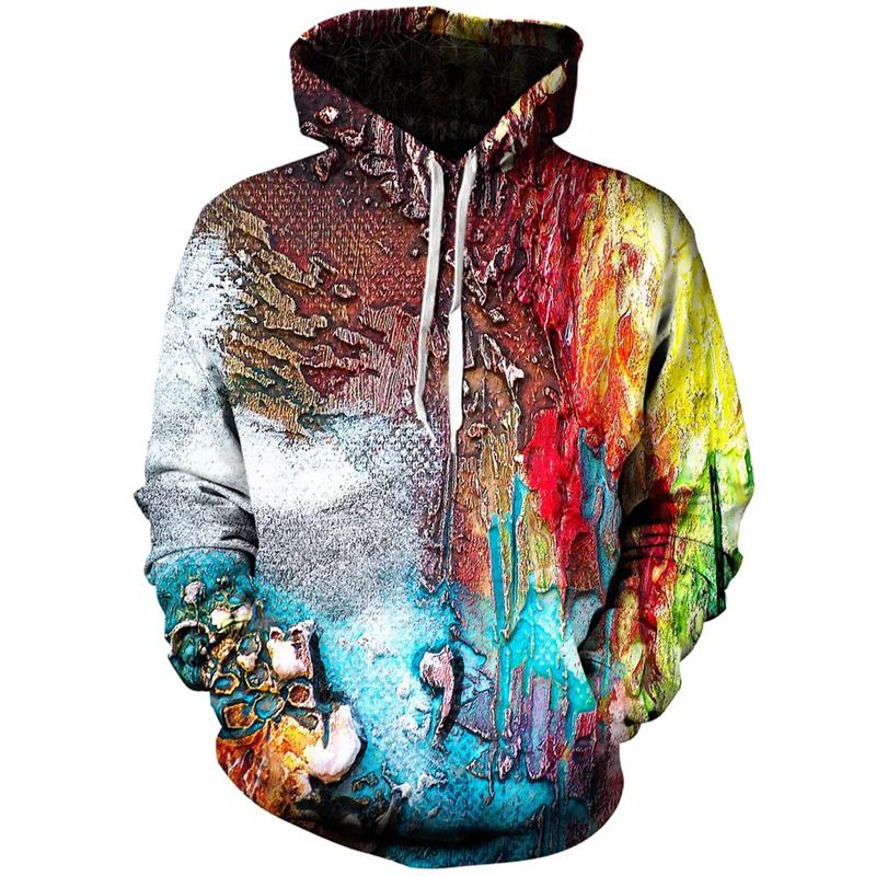 Retro Marble Graphic Hoodie For Men 3D Printed Sweatshirt Streetwear Sports Running Pullovers Oversized Long Sleeve Hoodies