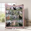 Vintage Pet Cat Digital-printed Polyester Bedroom Velvet Flannel Soft Sofa Cover Blanket Fleece Soft Cover Blankets for Beds