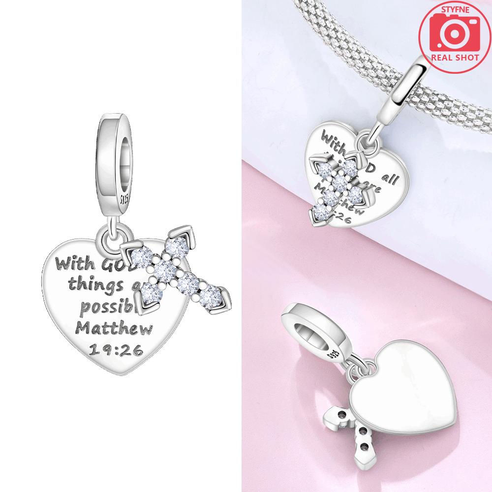 

Элегантные оригинальные медные крылья ангела крест церковь Иисус кулон кисточка бусины в форме сердца подходят для браслета женские украшения для изготовления подарков своими руками