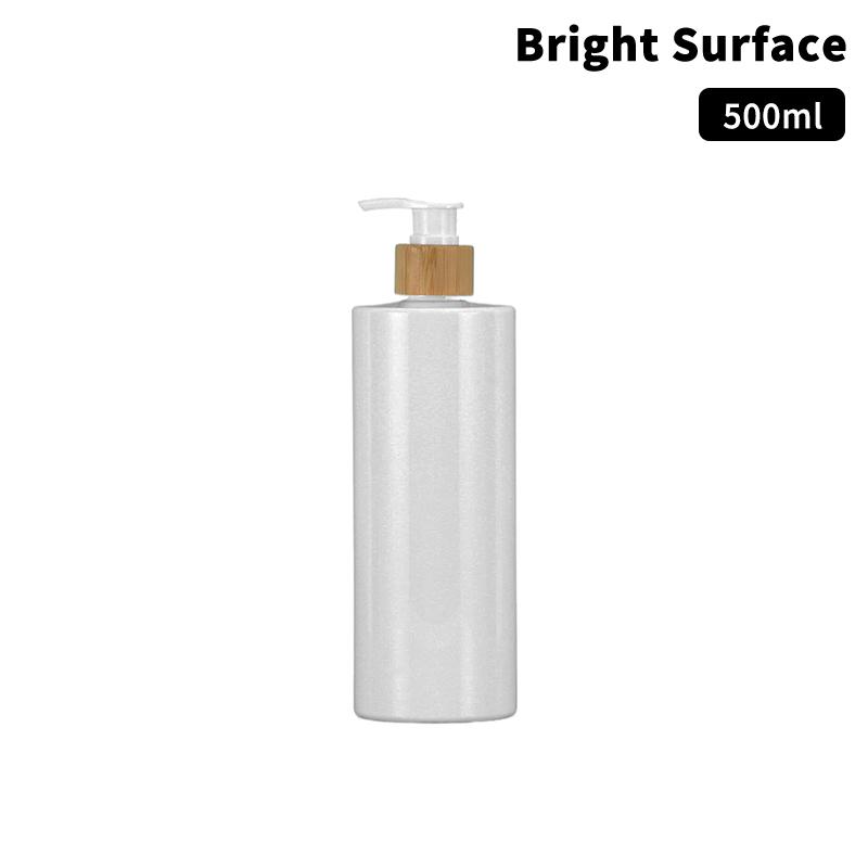 300/500Ml Cylindrical Bamboo Pump Dispenser Bathroom Pet Dish Soap Bottle Lotion Refillable Shower Gel Liquid Frosted Container