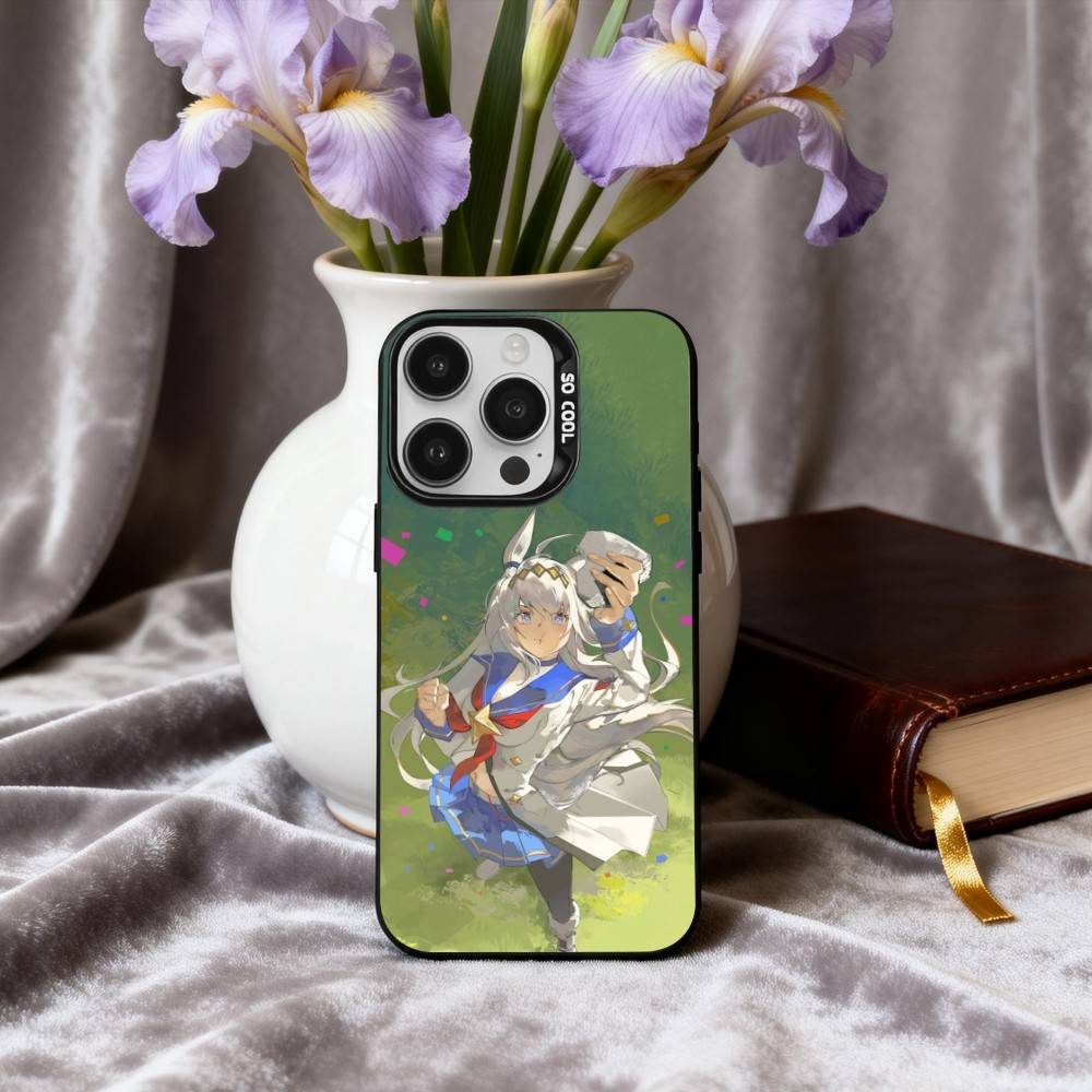 U-Uma Musume Pretty Derby O-Oguri Cap Phone Case For iPhone17,16,15,14,13,12,11 Plus,Pro Max Black Candy silver phone case