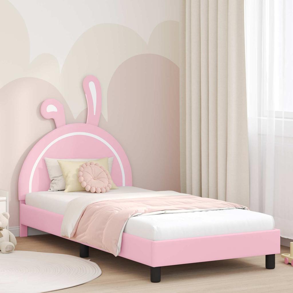 Kids Bed Frame with Headboard Pink 80 X 200 Cm PU